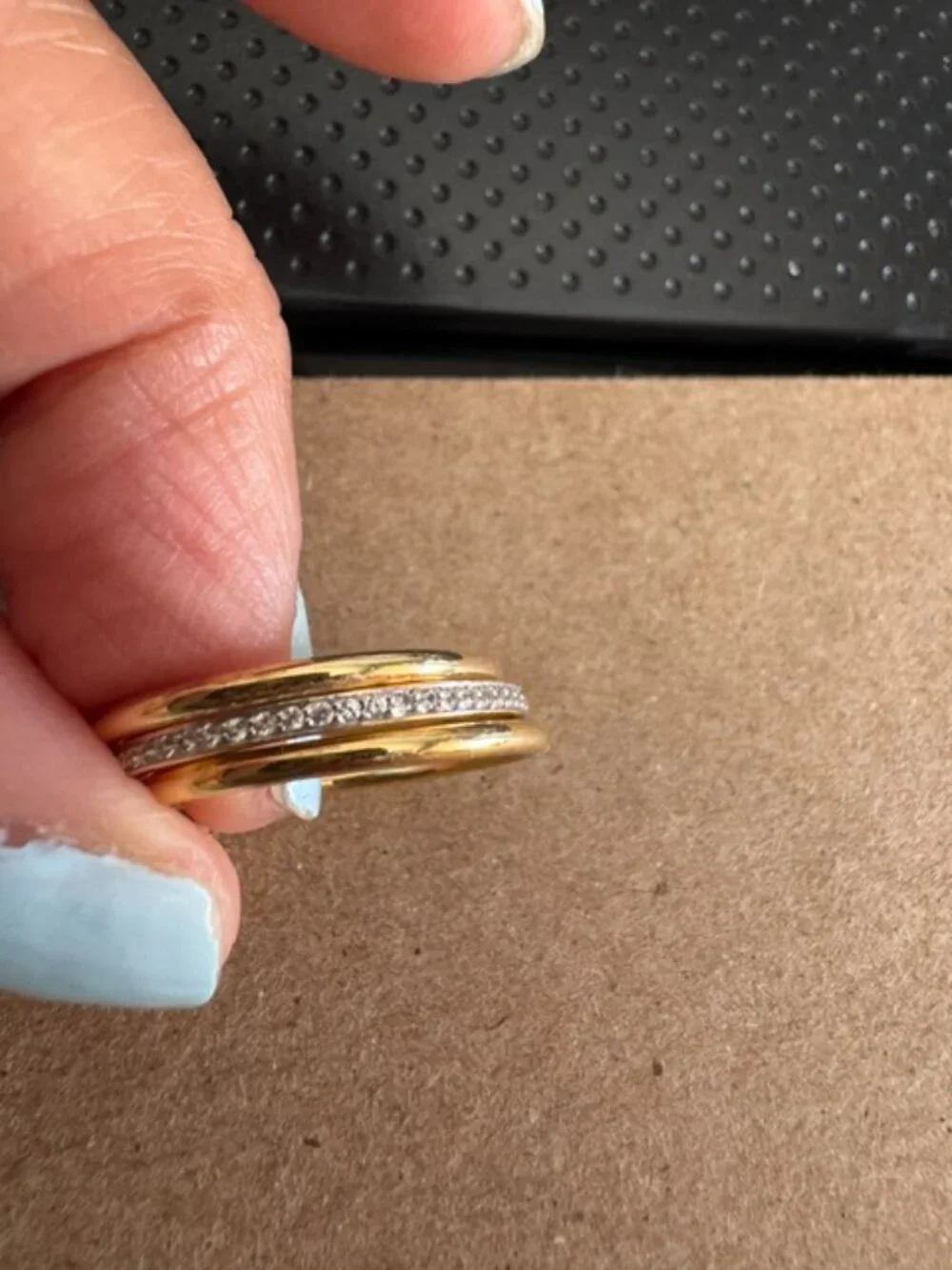 Tia 18k Gold Vermeil Band Ring in White Sapphire